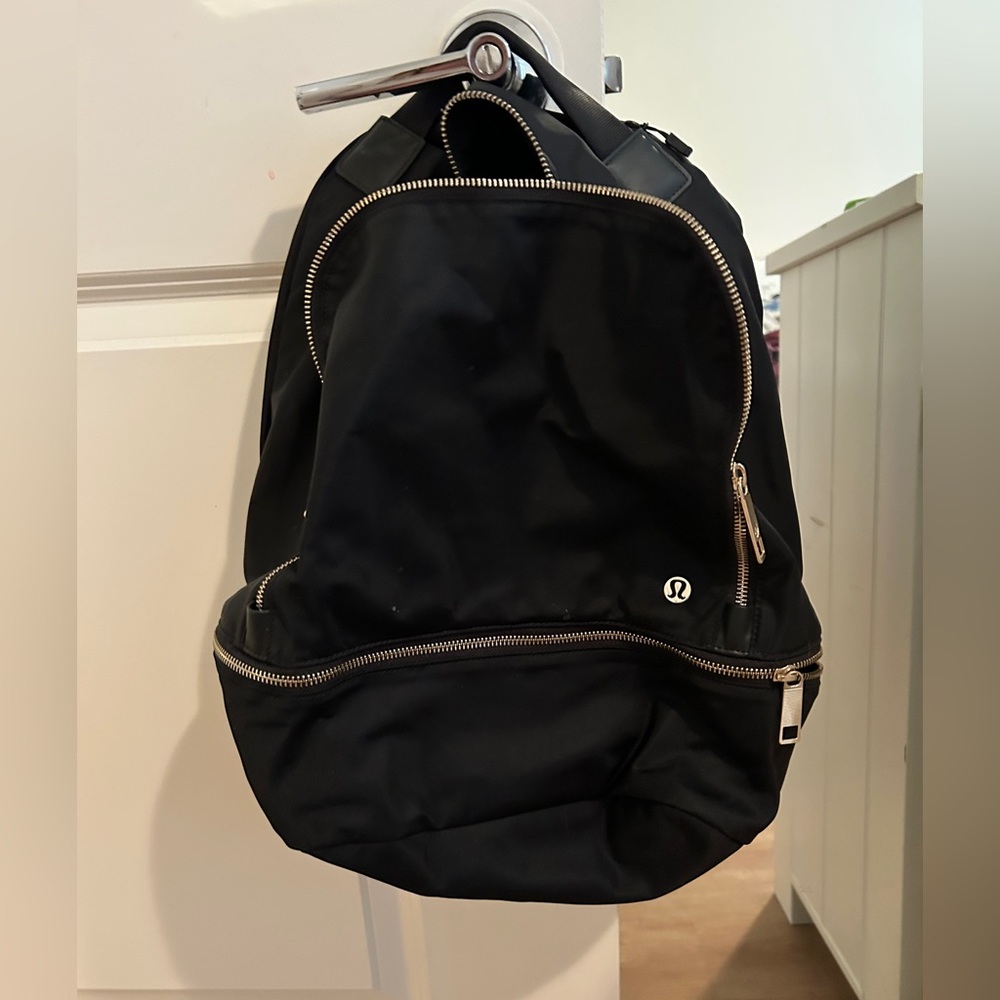 Lululemon Black Backpack with Gold Zippers